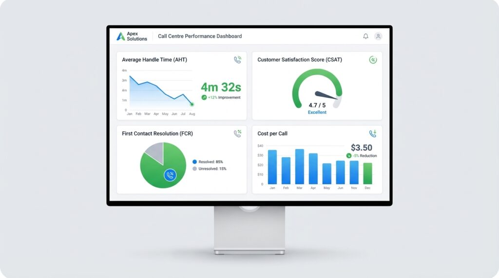 Key performance metrics for measuring call centre AI ROI and success